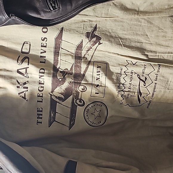 Men's Large vintage  Akaso  Brown Leather Bomber - Picture 7 of 8